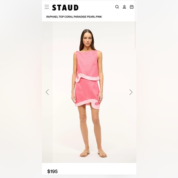 NWT Staud Raphael Top Coral Paradise Pearl Pink Size Small - Picture 5 of 6